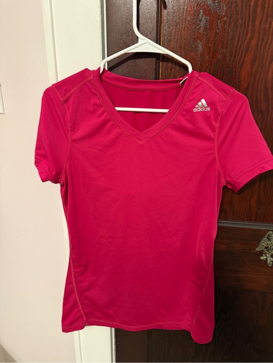 adidas Tops - adidas Women's Hot Pink V-Neck Short Sleeve Tee
